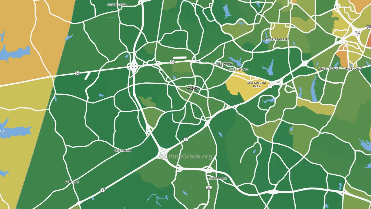 Apex, NC Map of Burglary Rates