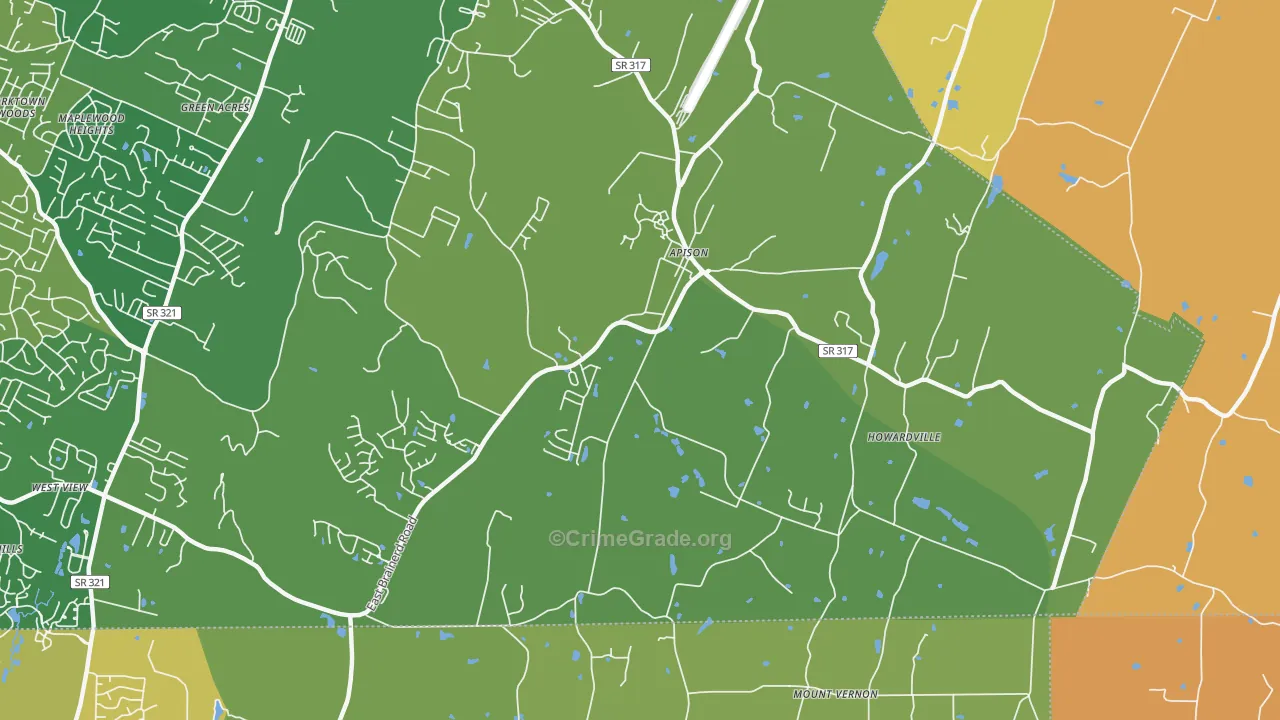 Apison, TN Map of Burglary Rates