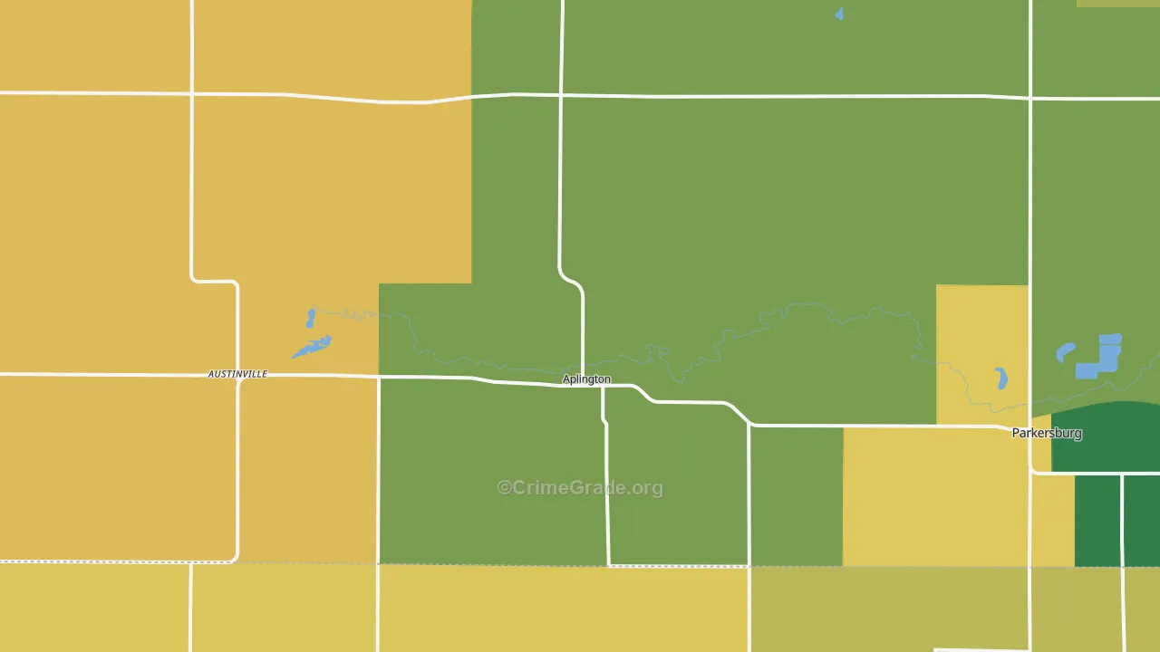 Aplington, IA Map of Burglary Rates