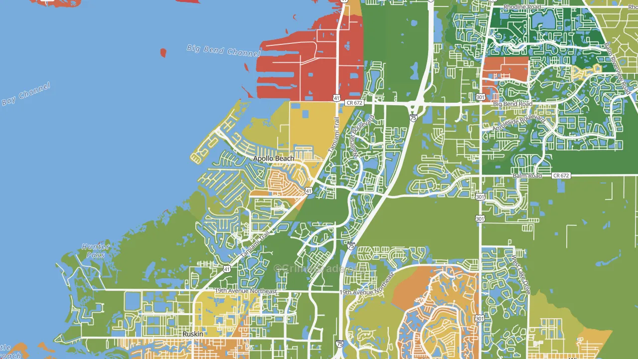 Apollo Beach, FL Map of Burglary Rates