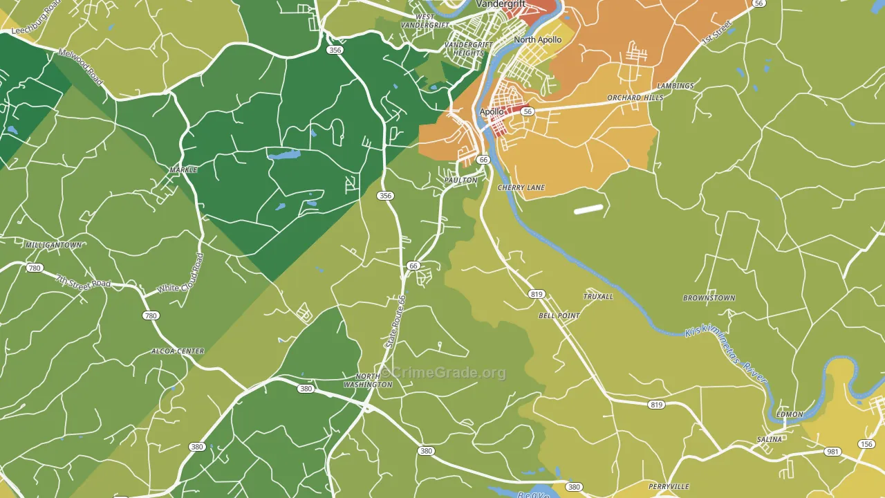 Apollo, PA Map of Burglary Rates