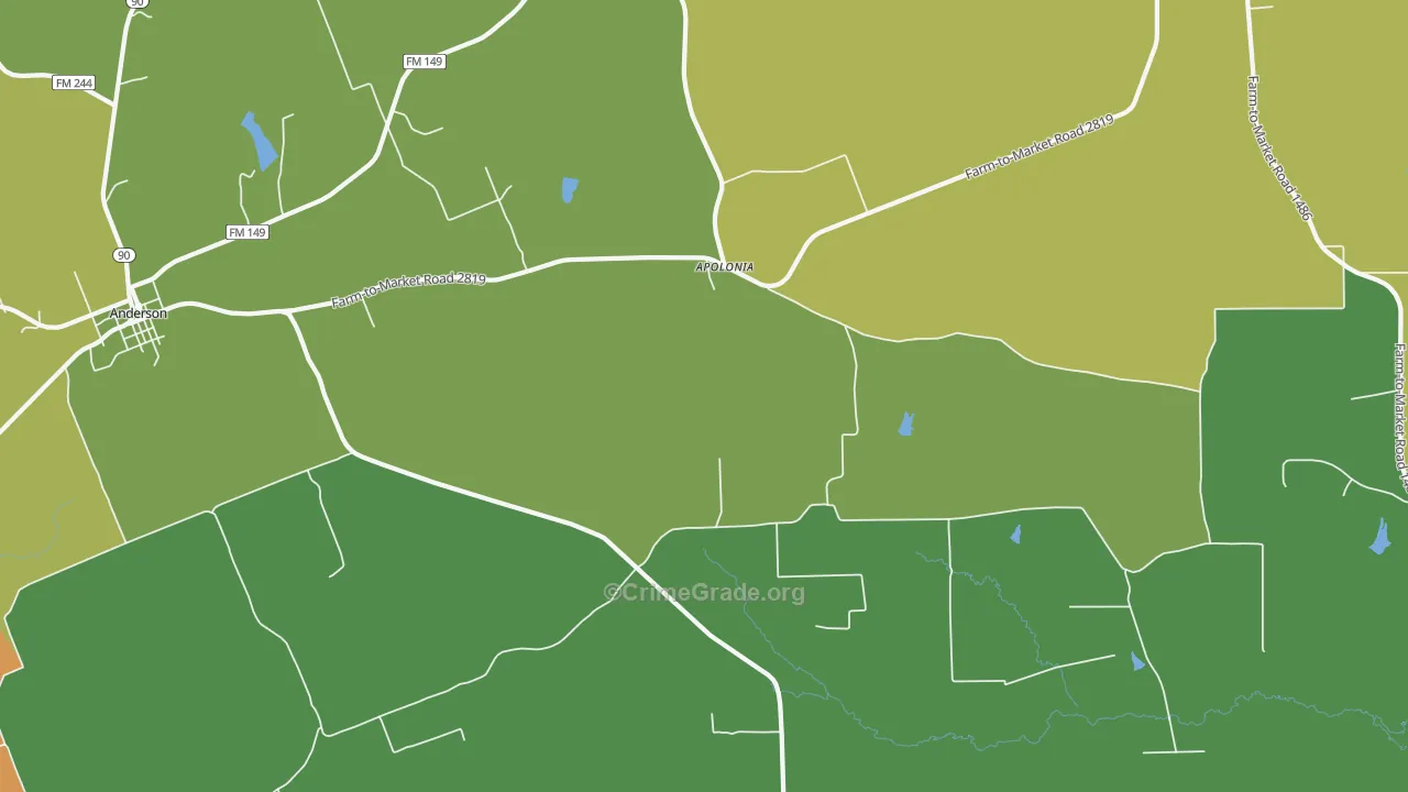 Apolonia, TX Map of Burglary Rates