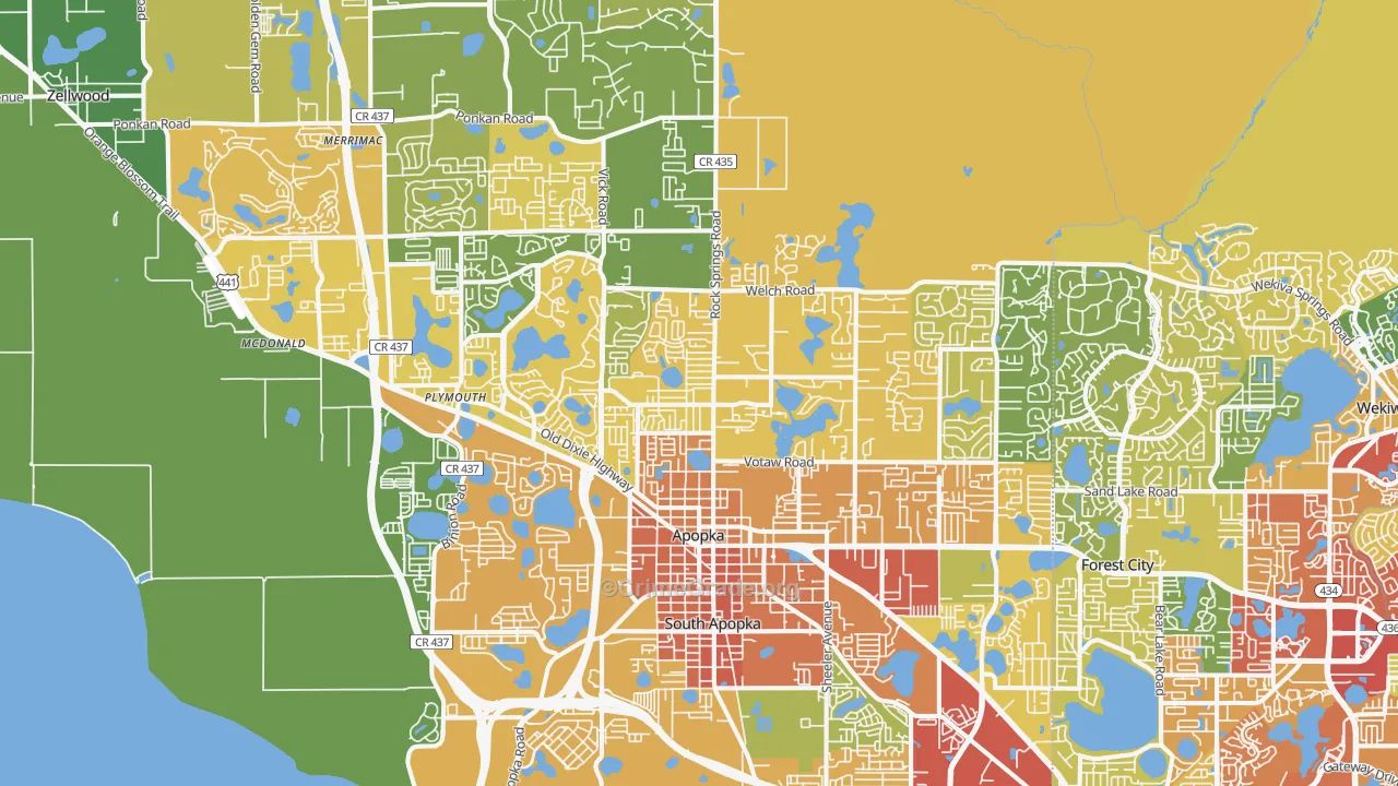 Apopka, FL Map of Burglary Rates