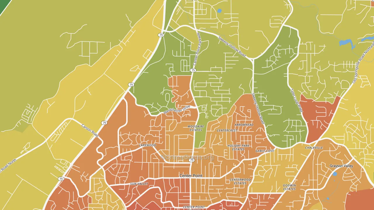 Apple Valley, Birmingham, AL Map of Burglary Rates