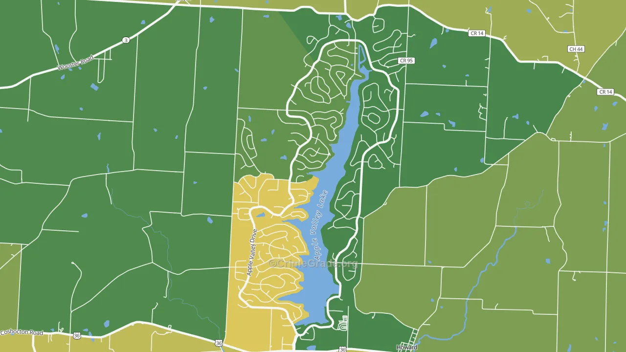 Apple Valley, OH Map of Burglary Rates