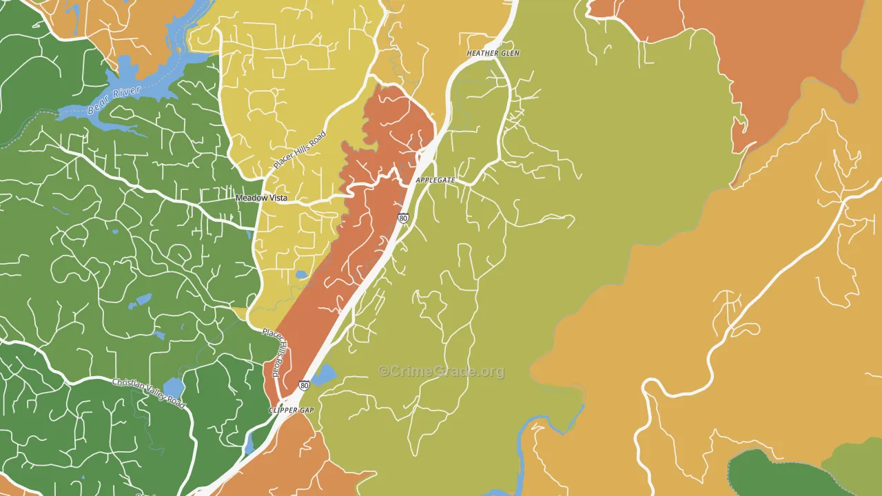 Applegate, CA Map of Burglary Rates