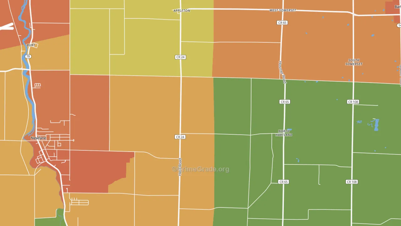 Appleton, NY Map of Burglary Rates