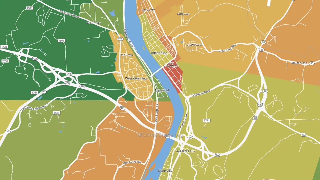 Applewold, PA Map of Burglary Rates
