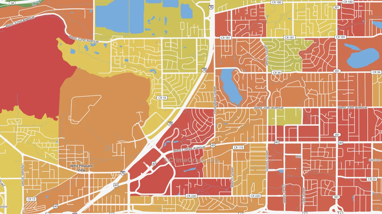 Applewood, CO Map of Burglary Rates