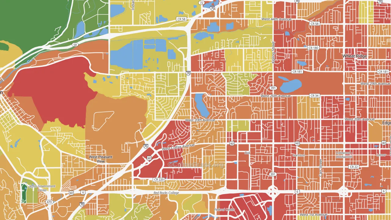 Applewood, Lakewood, CO Map of Burglary Rates