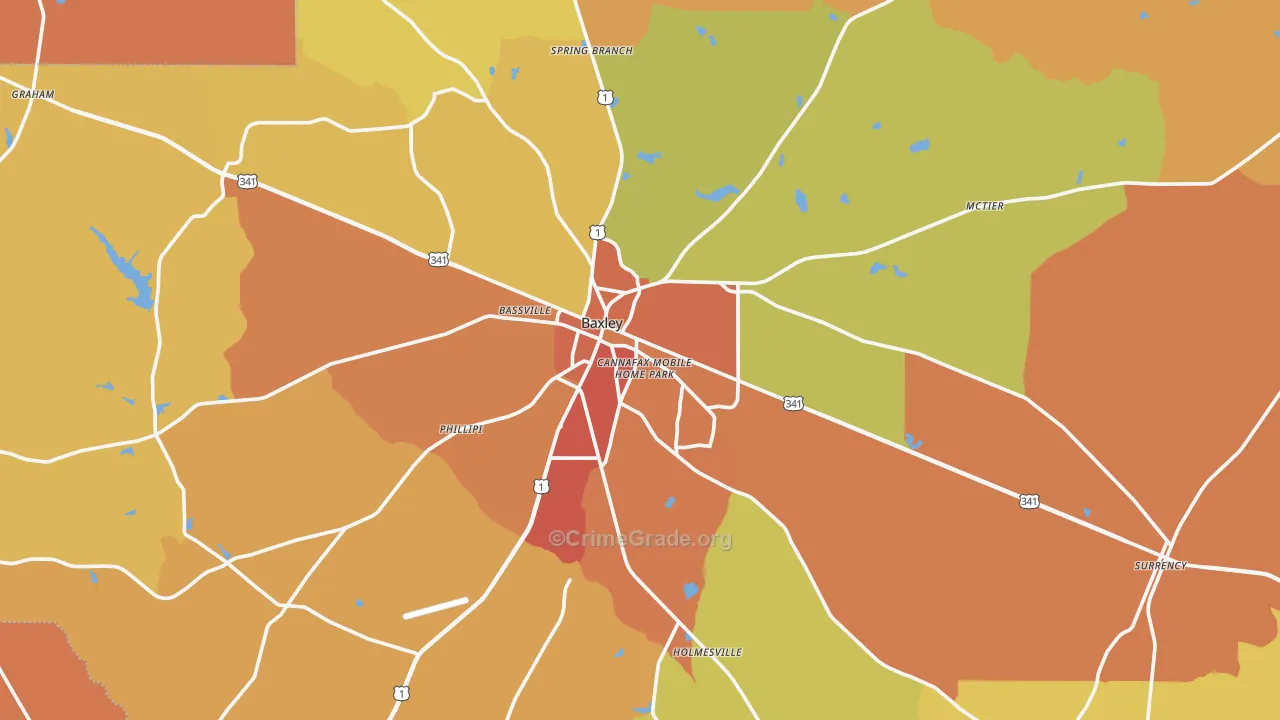 Appling County, GA Map of Burglary Rates