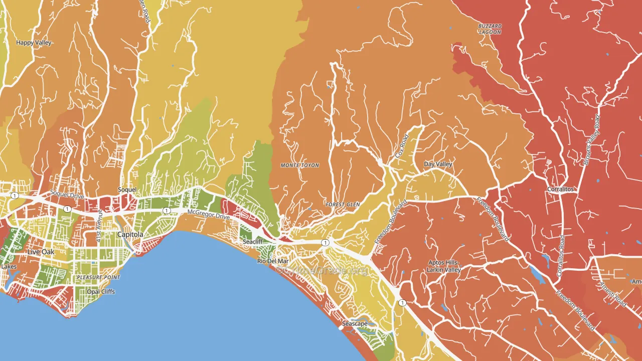 Aptos, CA Map of Burglary Rates