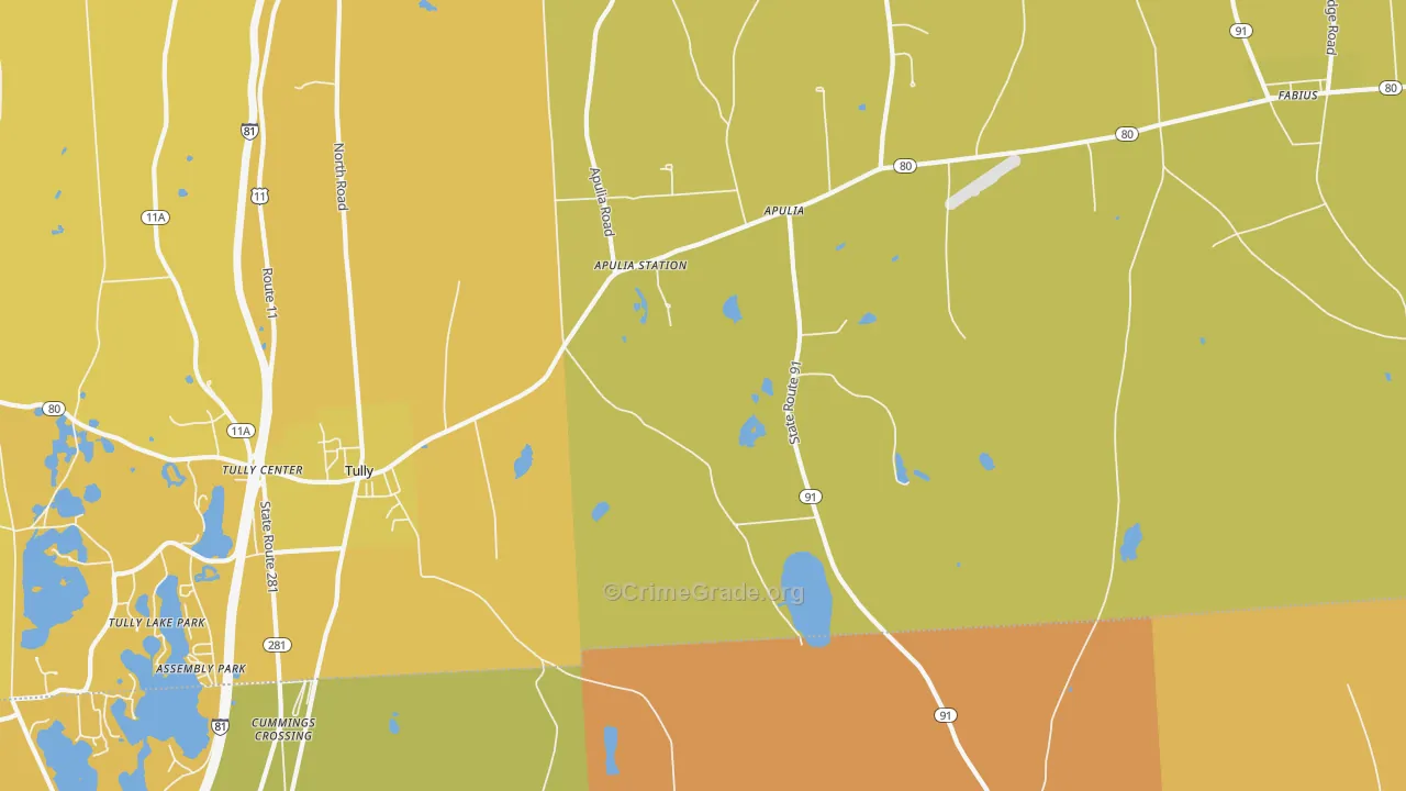 Apulia Station, NY Map of Burglary Rates