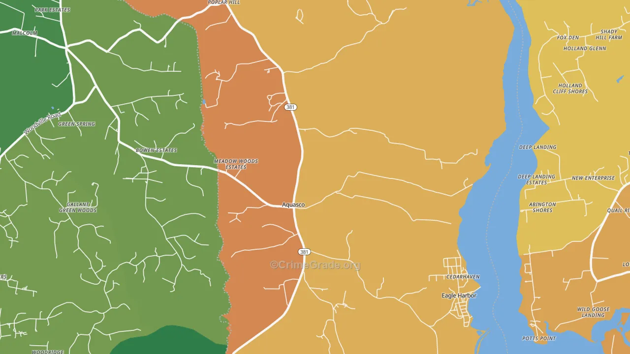 Aquasco, MD Map of Burglary Rates