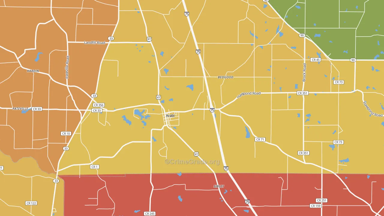Arabi, GA Map of Burglary Rates