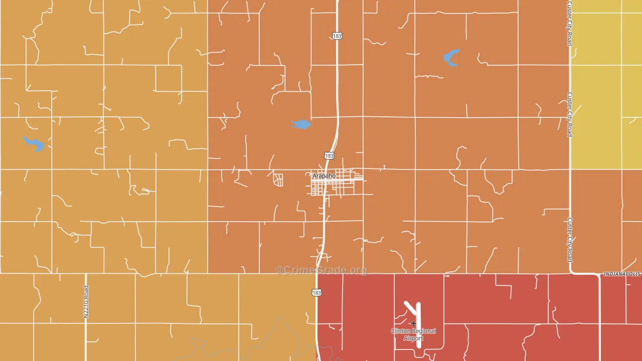 Arapaho, OK Map of Burglary Rates