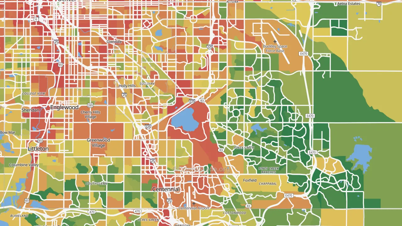 Arapahoe County, CO Map of Burglary Rates