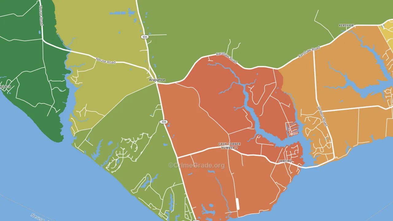 Arapahoe, NC Map of Burglary Rates