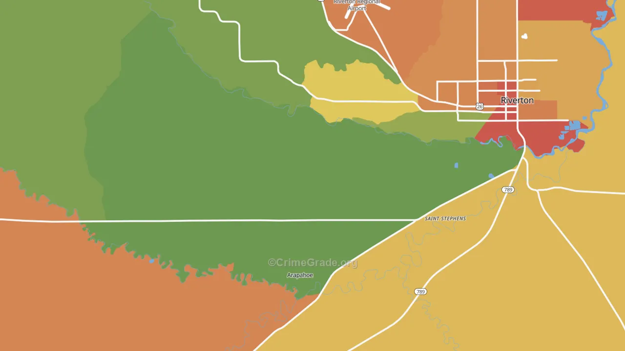 Arapahoe, WY Map of Burglary Rates