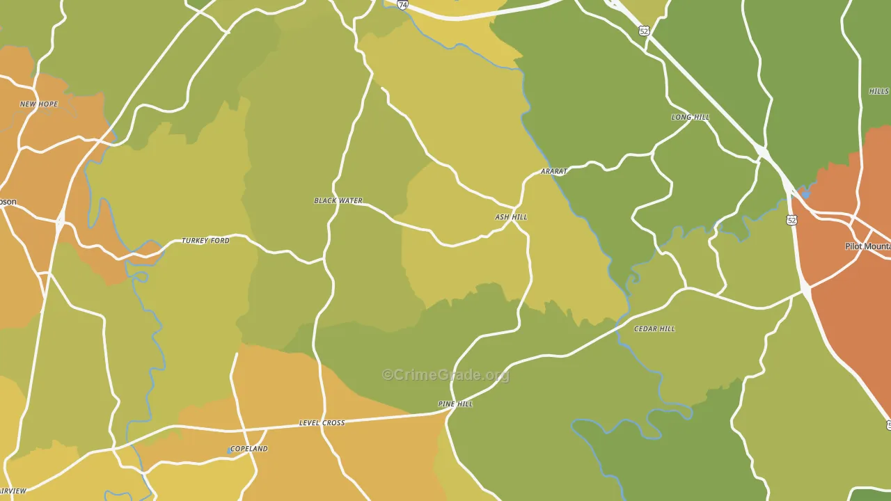 Ararat, NC Map of Burglary Rates