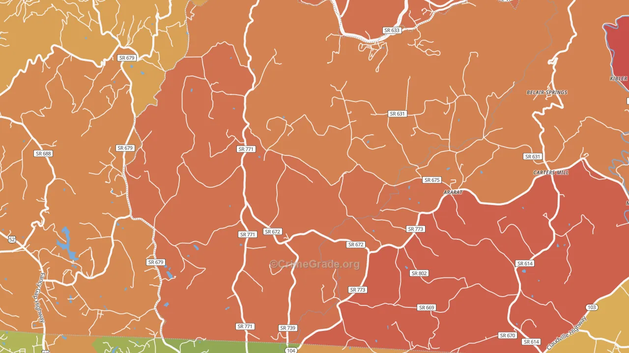 Ararat, VA Map of Burglary Rates