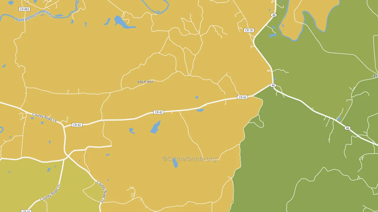 Arbacoochee, AL Map of Burglary Rates