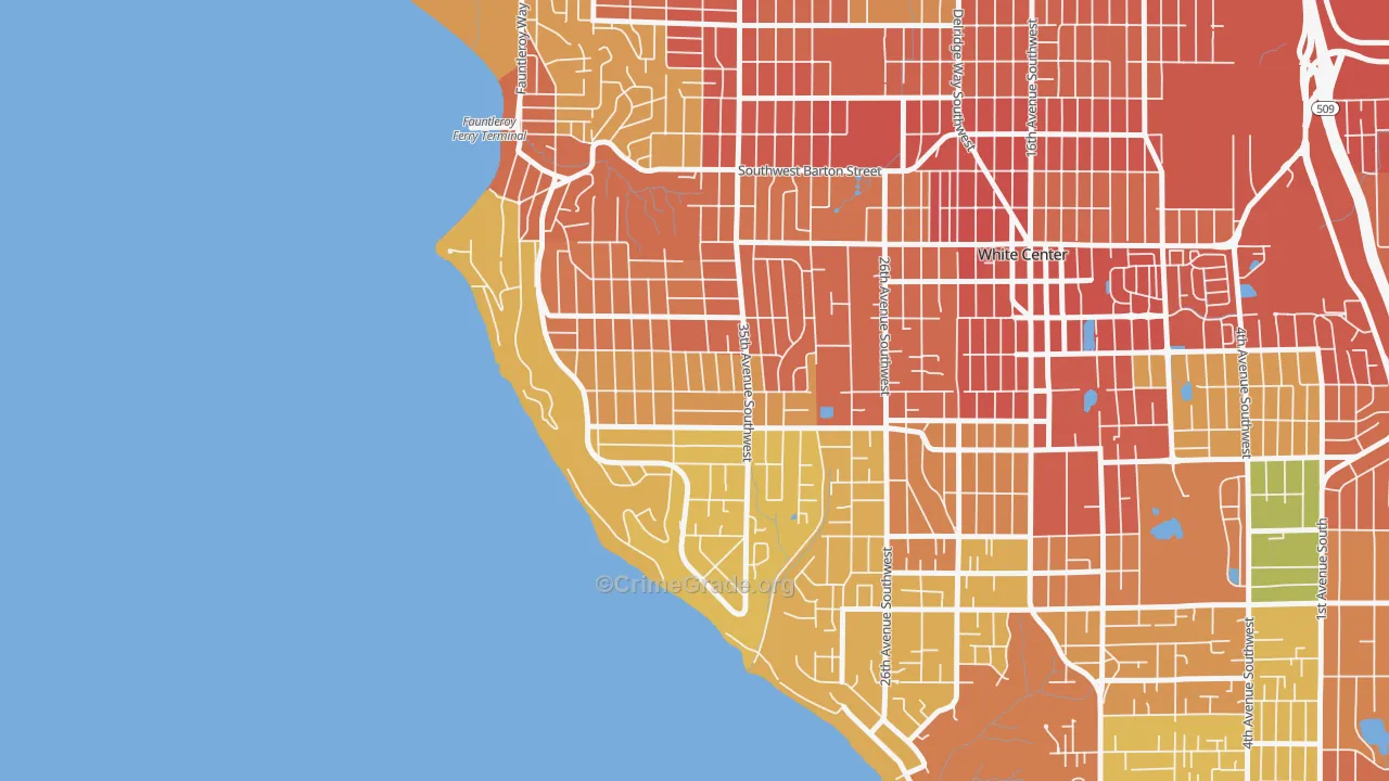 Arbor Heights, Seattle, WA Map of Burglary Rates