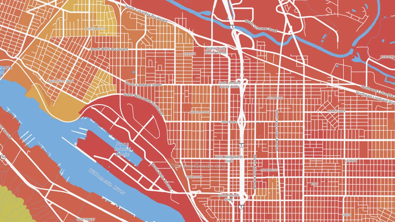 Arbor Lodge, Portland, OR Map of Burglary Rates
