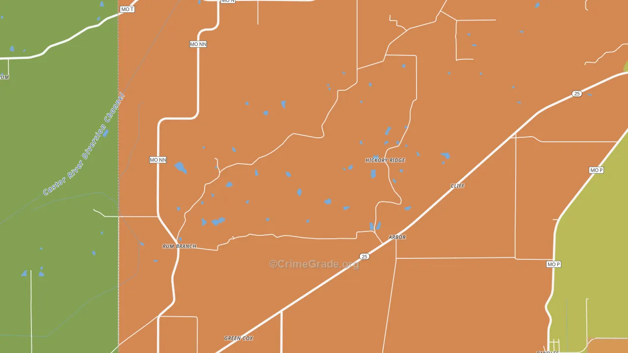 Arbor, MO Map of Burglary Rates