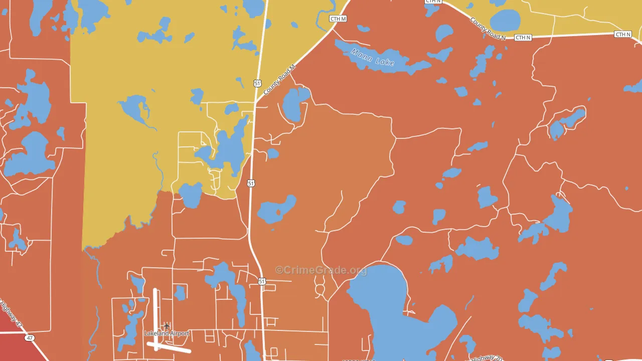 Arbor Vitae, WI Map of Burglary Rates