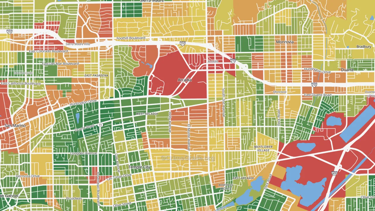 Arcadia, CA Map of Burglary Rates