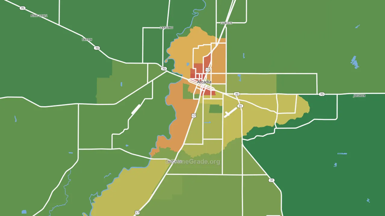 Arcadia, FL Map of Burglary Rates