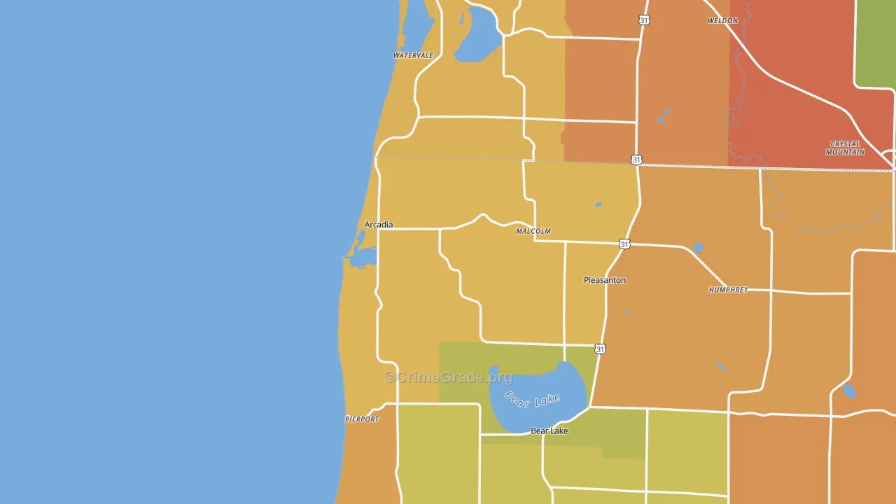 Arcadia, MI Map of Burglary Rates