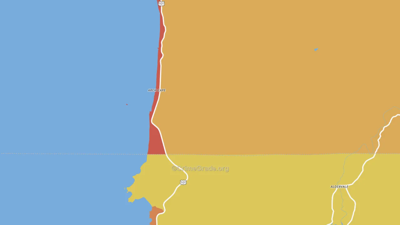 Arch Cape, OR Map of Burglary Rates