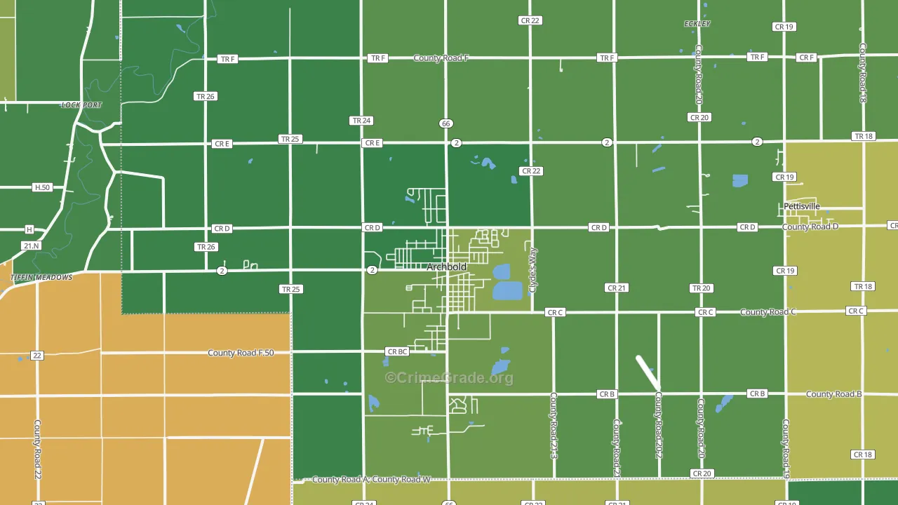 Archbold, OH Map of Burglary Rates