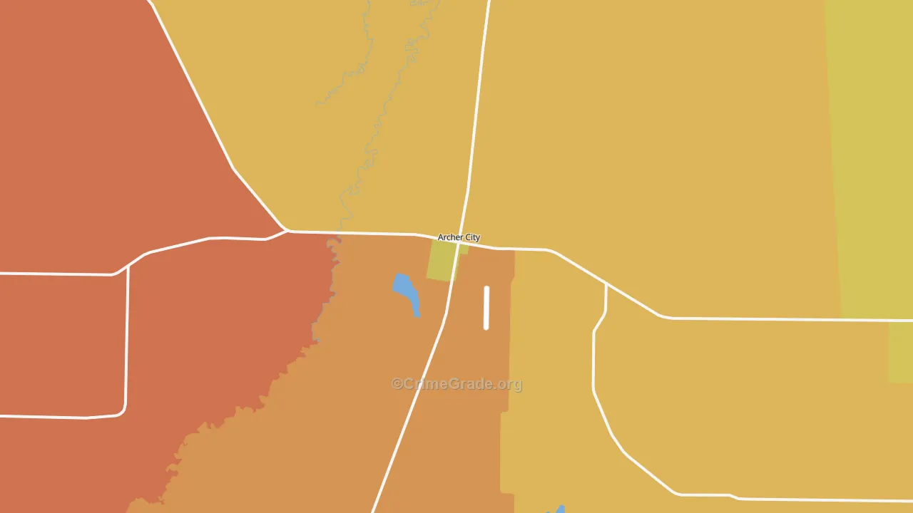 Archer City, TX Map of Burglary Rates