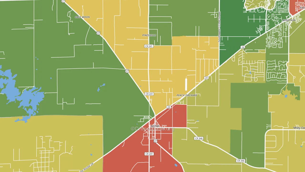 Archer, FL Map of Burglary Rates
