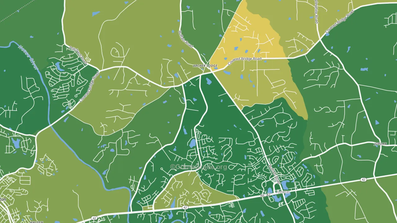 Archer Lodge, NC Map of Burglary Rates