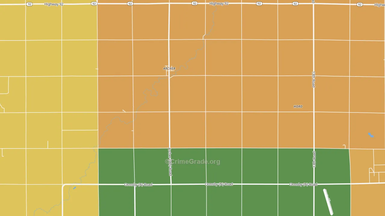 Archer, NE Map of Burglary Rates