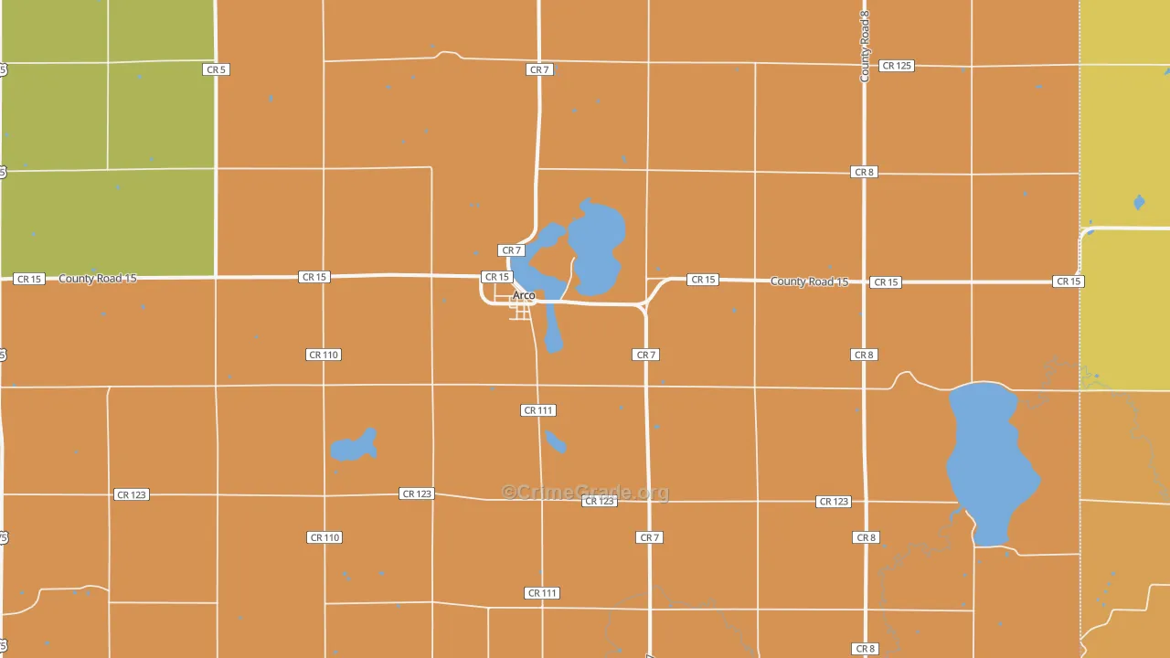 Arco, MN Map of Burglary Rates