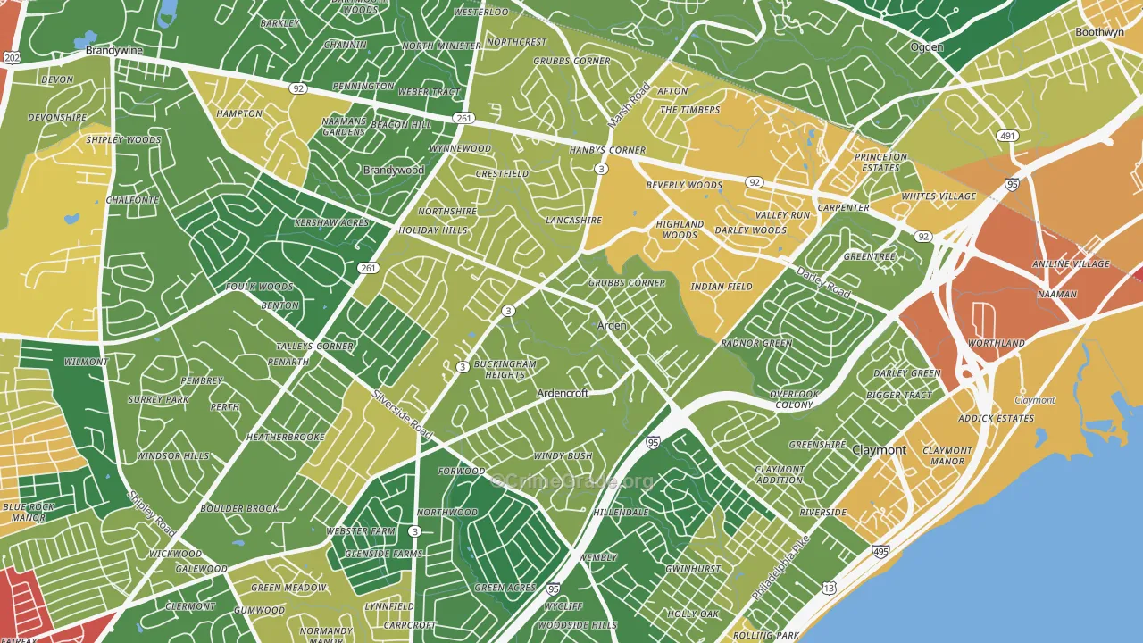 Arden, DE Map of Burglary Rates