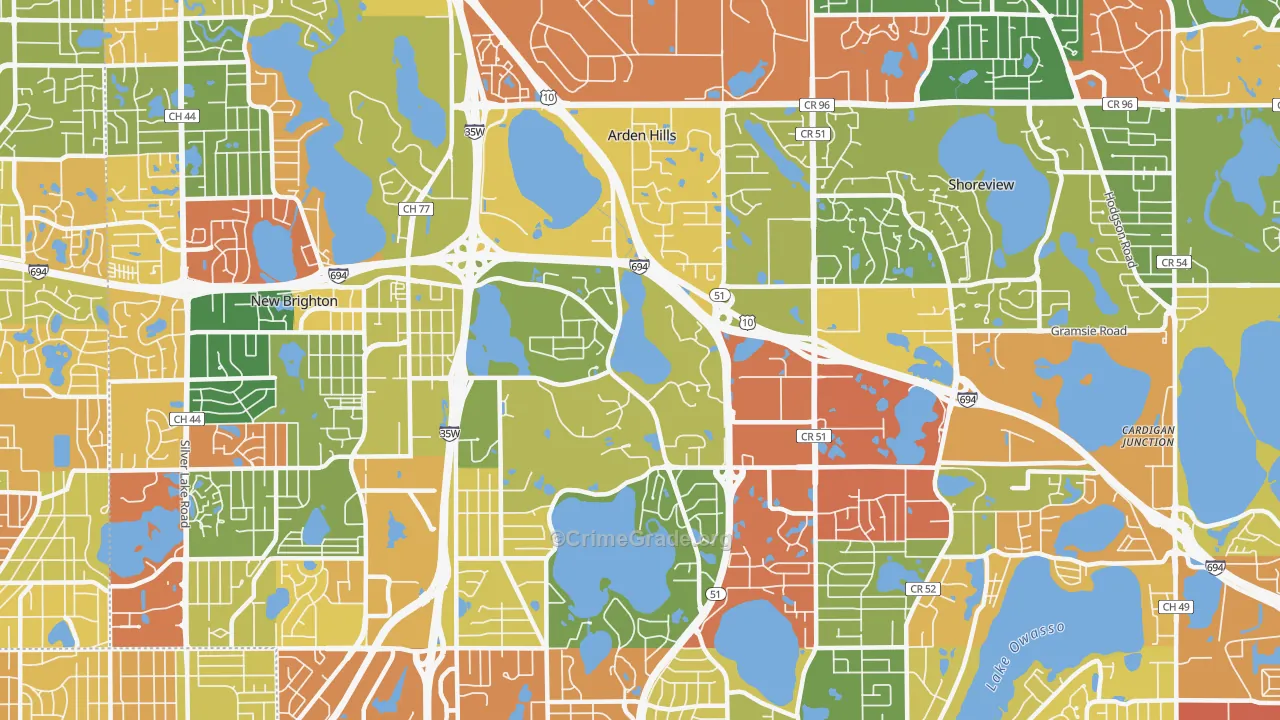Arden Hills, MN Map of Burglary Rates