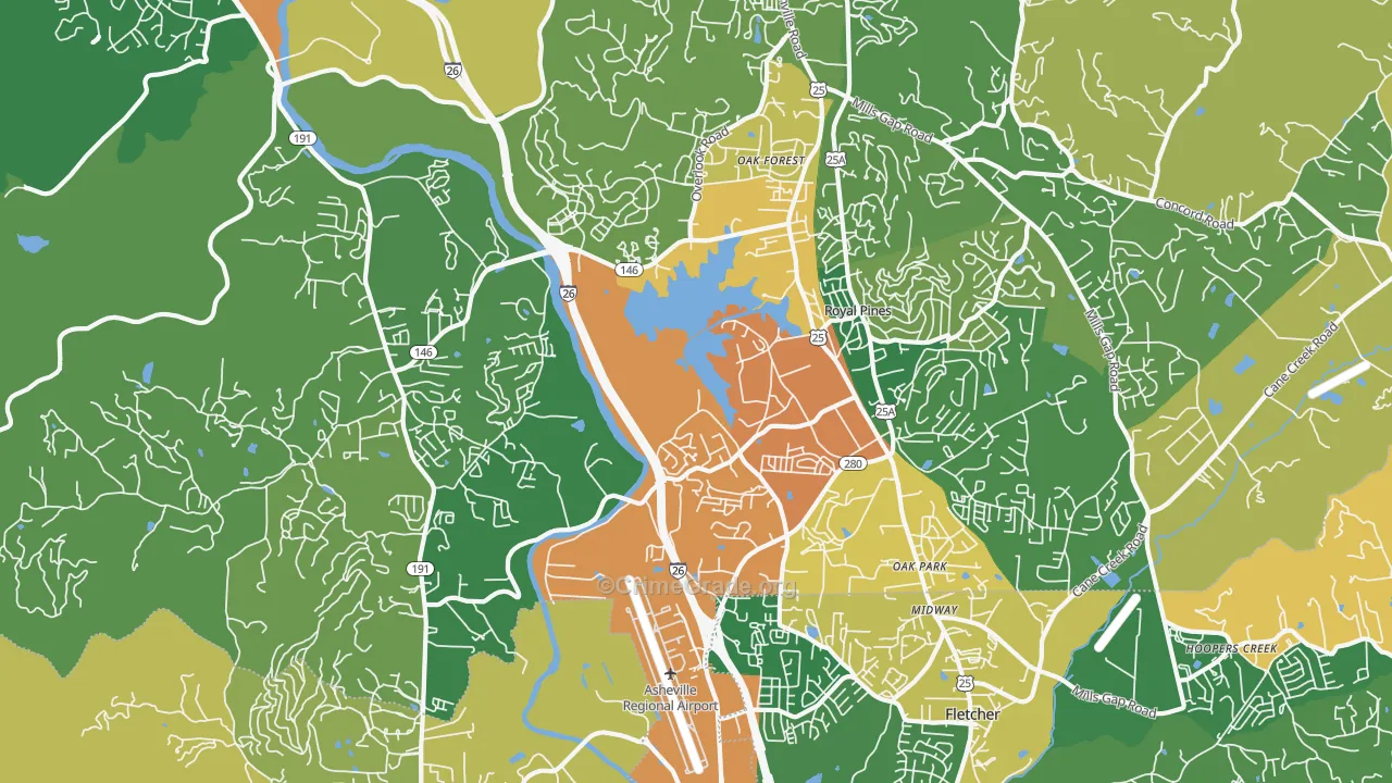 Arden, NC Map of Burglary Rates