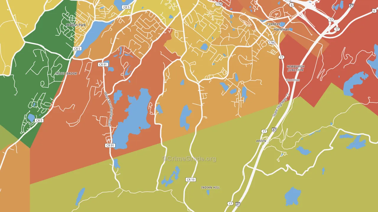 Arden, NY Map of Burglary Rates