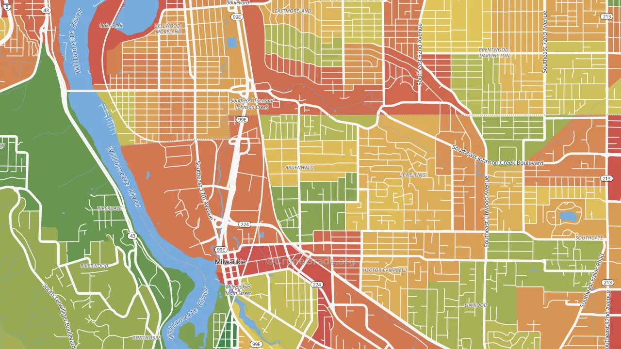 Ardenwald, Milwaukie, OR Map of Burglary Rates
