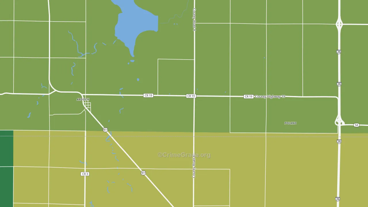 Ardoch, ND Map of Burglary Rates