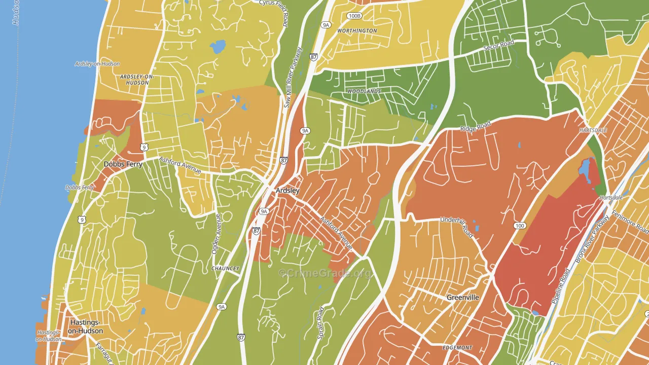 Ardsley, NY Map of Burglary Rates