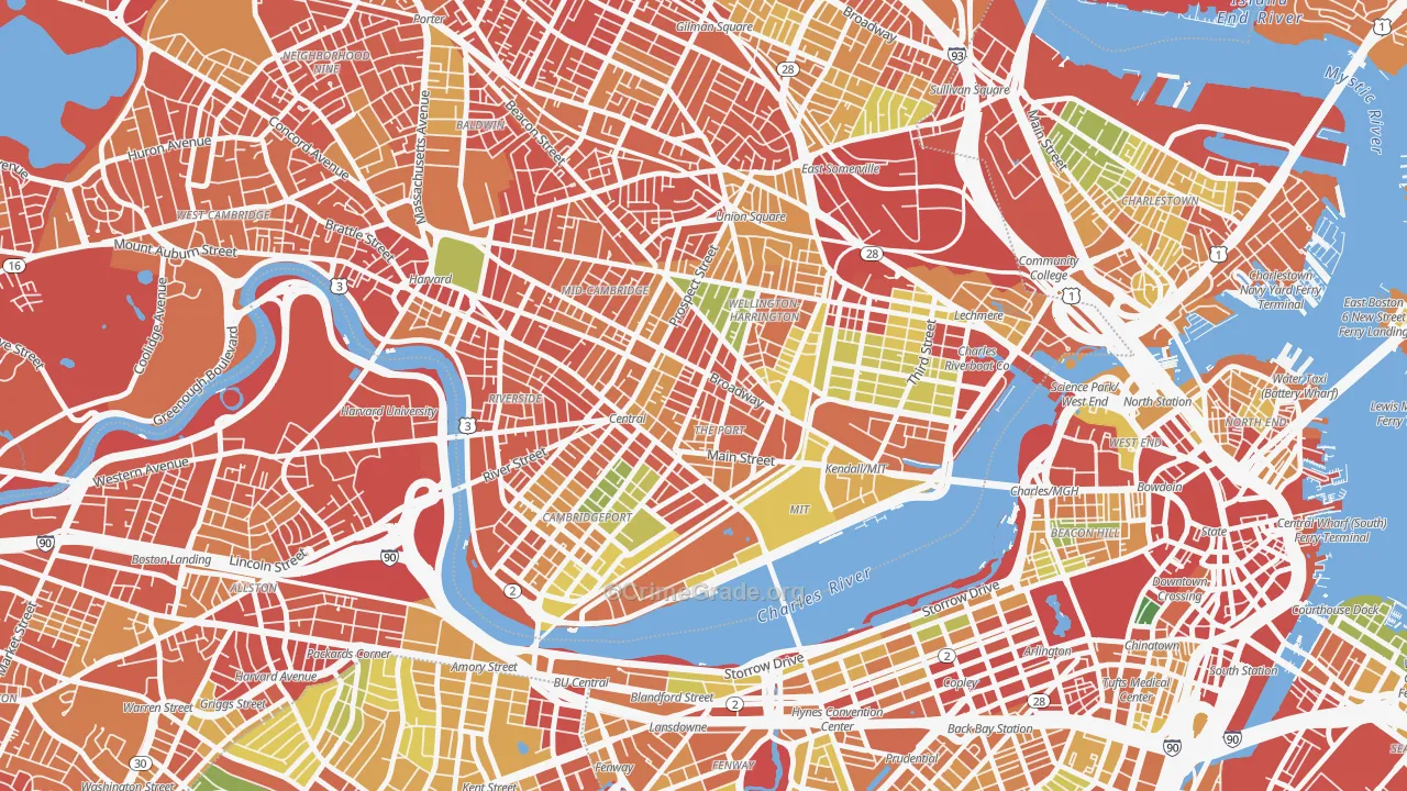 Area IV, Cambridge, MA Map of Burglary Rates