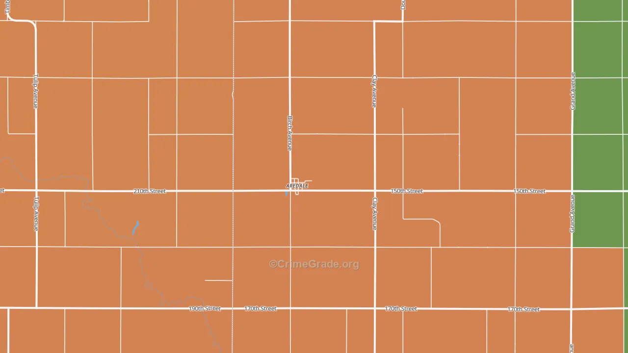 Aredale, IA Map of Burglary Rates