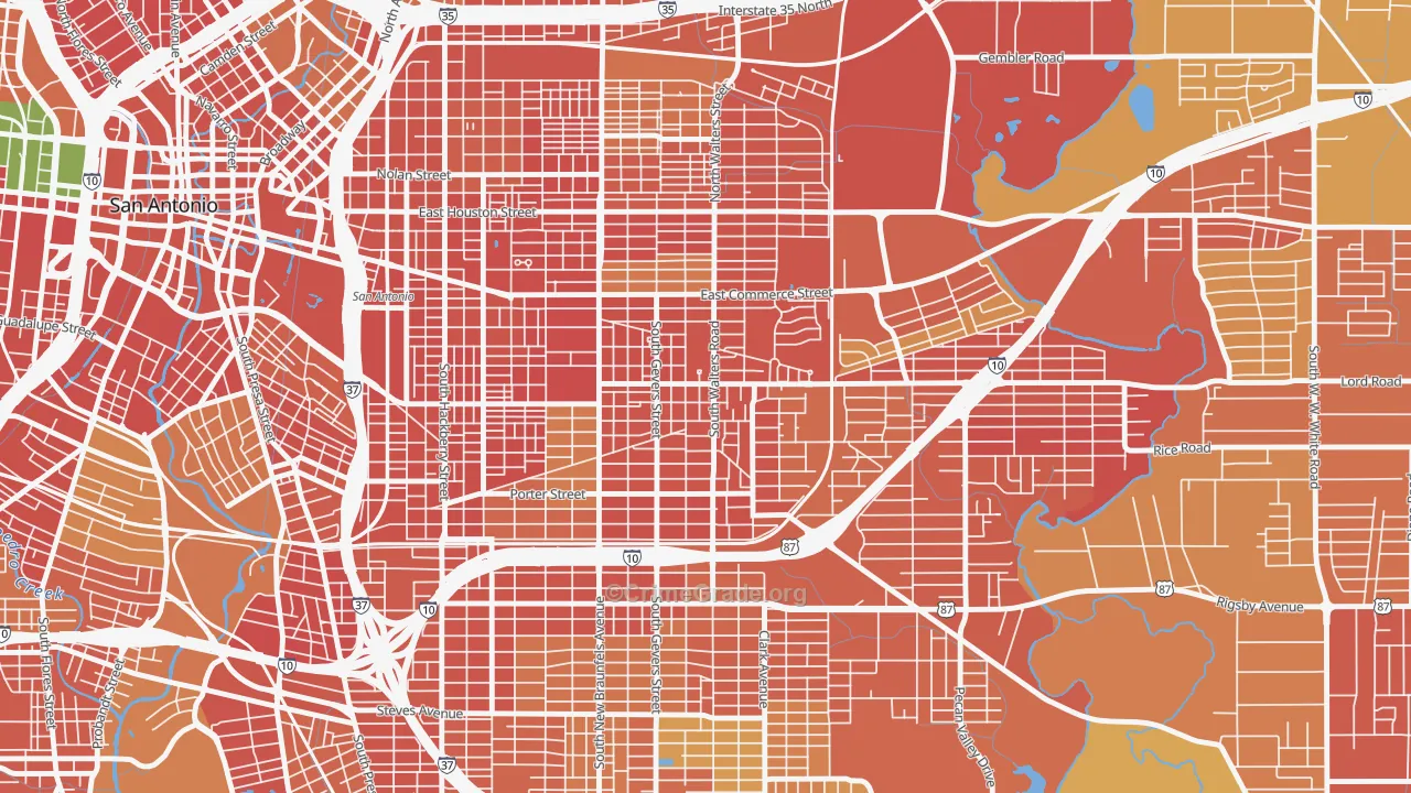Arena District, San Antonio, TX Map of Burglary Rates